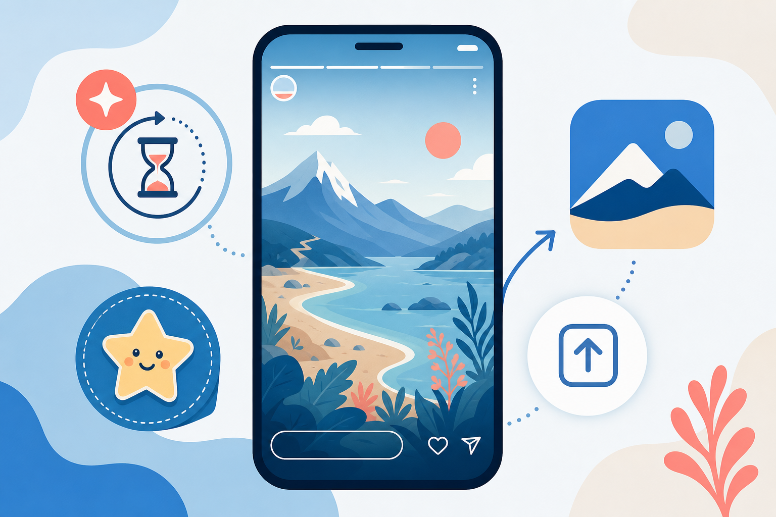 Illustration téléphone avec story et badge